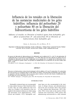 Influencia de los tensides en la liberaci&oacute;n de las sustancias
