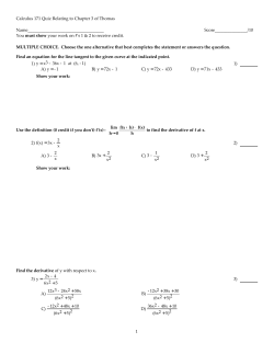 Older M 171 Chapter 3 Quiz