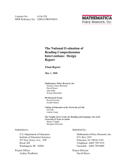 The National Evaluation of Reading Comprehension Interventions