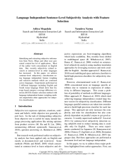 Language Independent Sentence-Level Subjectivity Analysis with