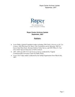 Roper Center Monthly Data Acquistions Update