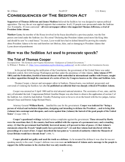 Consequences of The Sedition Act - Warren Hills Regional School