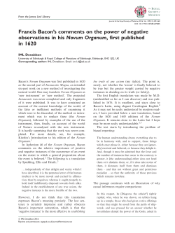 Francis Bacon`s comments on the power of negative observations in