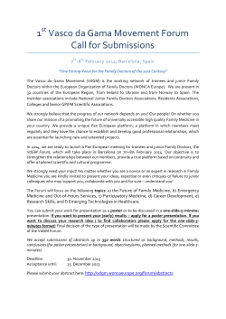1 Vasco da Gama Movement Forum Call for Submissions