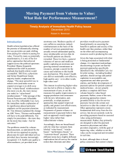Moving Payment from Volume to Value: What Role