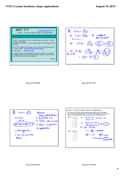 171S1.3 Linear functions, slope, applications