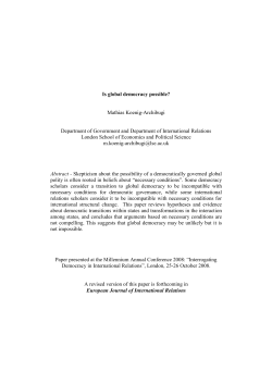 Is global democracy possible? Mathias Koenig