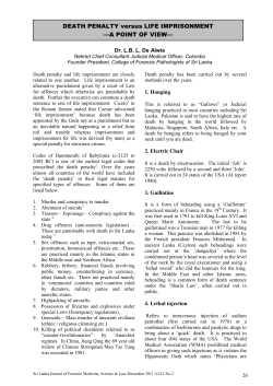 A peer reviewed journal - Sri Lanka Journal of Forensic Medicine