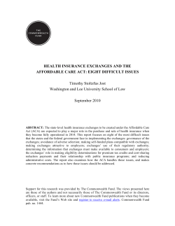 Health Insurance Exchanges and the Affordable Care Act: Eight