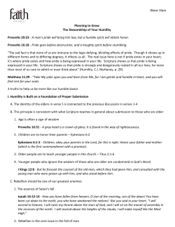 Planning to Grow The Stewardship of Your Humility Proverbs 29:23