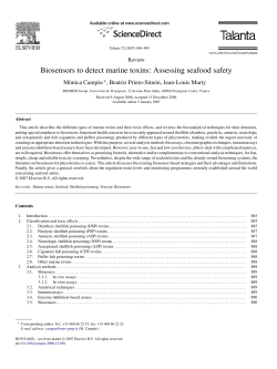 Biosensors to detect marine toxins: Assessing seafood safety