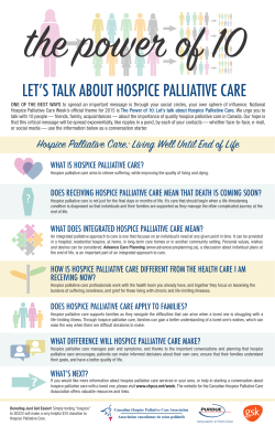 The Power of 10: Let`s talk about Hospice Palliative Care
