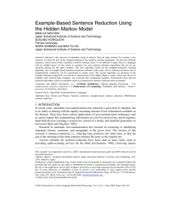 Example-Based Sentence Reduction Using the Hidden Markov Model