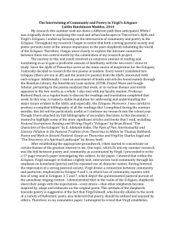 The Intertwining of Community and Poetry in Virgil`s Eclogues Caitlin