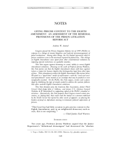 giving precise content to the eighth amendment: an assessment of