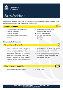 Sales Assistant - Smart and Skilled