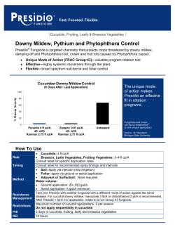 Presidio Fungicide Quicksheet - Vegetables 2015