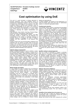 Cost optimisation by using DoE