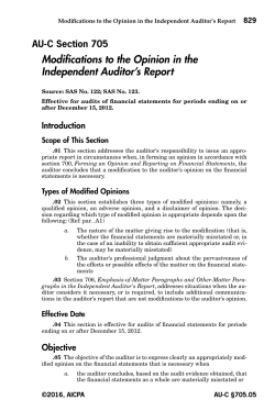 Modifications to the Opinion in the Independent Auditor`s