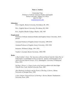 Mark A. Sanders Curriculum Vitae Professor of African American