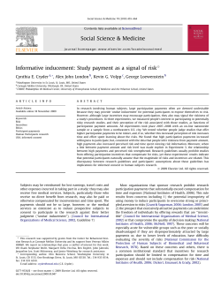 Informative inducement: Study payment as a signal of risk