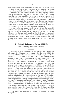 204 1.&mdash;Epidemic Influenza in Europe, 1918-19.