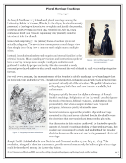Plural Marriage Teachings As Joseph Smith secretly introduced