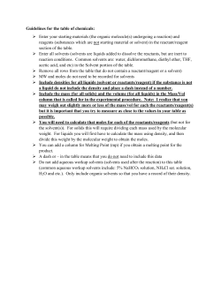 Guidelines for the table of chemicals: Enter your starting materials