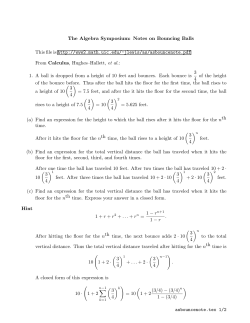 The Algebra Symposium: Notes on Bouncing Balls