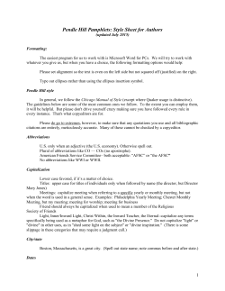 Pendle Hill Pamphlets: Style Sheet