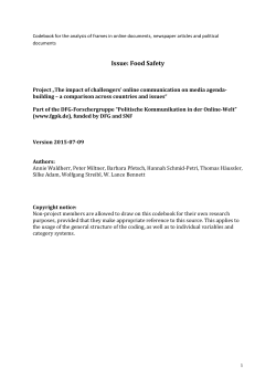 Codebook for the analysis of frames in online documents and