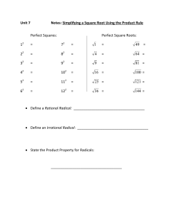 Unit 7 Notes: Simplifying a Square Root Using the Product Rule