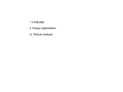 i. Language ii. Essay organization iii. Textual analysis