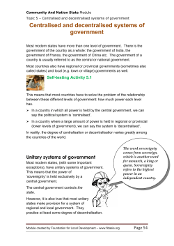 Centralised and decentralised systems of government