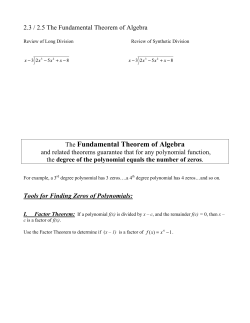 The Fundamental Theorem of Algebra
