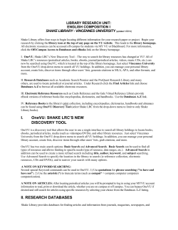 LIBRARY RESEARCH UNIT - Vincennes University