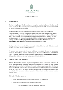 This Code takes into account the DCSF (as it then was) guidance