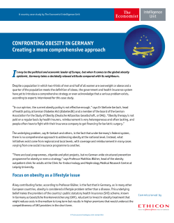CONFRONTING OBESITY IN GERMANY Creating a more