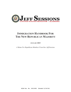 IMMIGRATION HANDBOOK FOR THE NEW REPUBLICAN MAJORITY