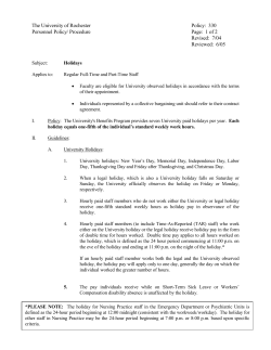 The University of Rochester Policy: 330 Personnel Policy/ Procedure