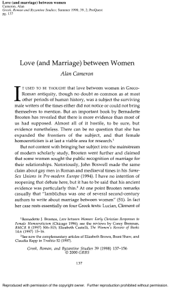 Love (and Marriage) between Women