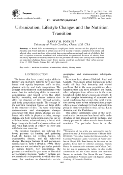 Urbanization, Lifestyle Changes and the Nutrition Transition