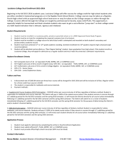 Louisiana College Dual Enrollment 2015‐2016 Beginning in the fall