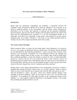 The Festive and the Workaday in Plato`s Phaedrus Richard