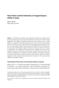 Place Deixis and the Schematics of Imagined Space: Milton to Keats