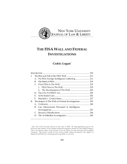 The FISA Wall and Federal Investigations