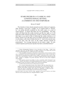 stare decisis in a classical and constitutional setting