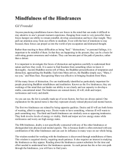 Mindfulness of the Hindrances - Insight Community of Southern Maine