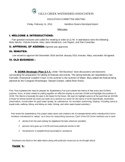 GILLS CREEK WATERSHED ASSOCIATION Minutes TASK 1: