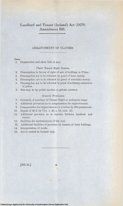 Landlord and Tenant (Ireland) Act (1870) Amendment Bill.